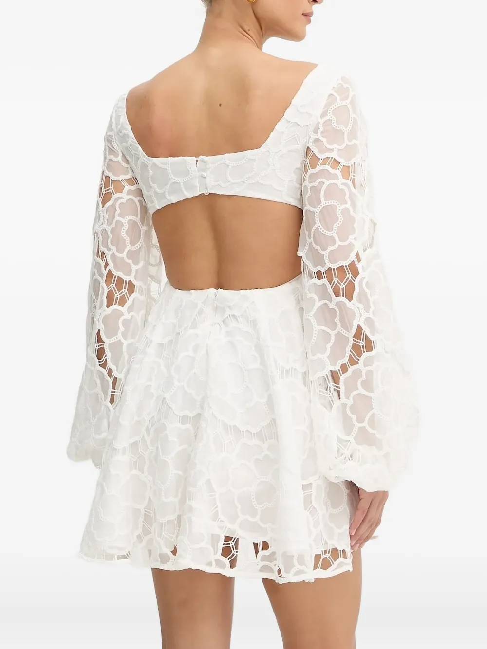 Bardot Mini-jurk met bloemenkant Wit