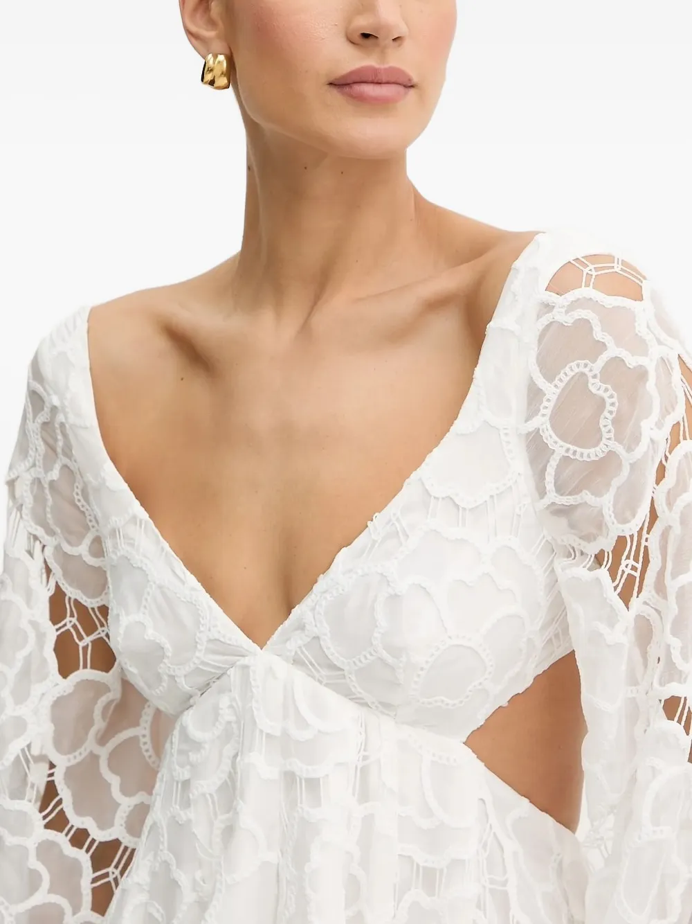 Bardot Mini-jurk met bloemenkant Wit