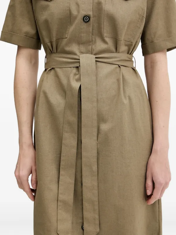 Barbour Belted Midi Shirt Dress | Green | FARFETCH GE Barbour Belted Midi Shirt Dress | Green | FARFETCH GE