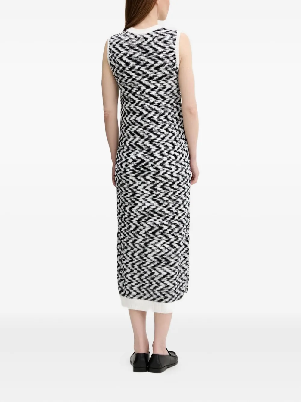 Barbour Mouwloze midi-jurk met chevron patroon - Zwart