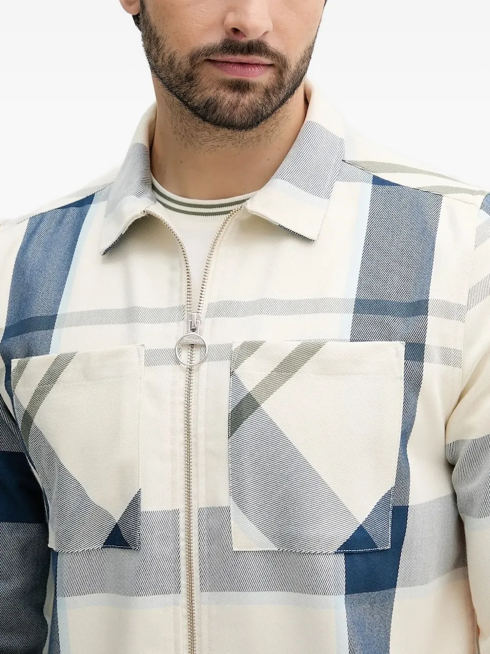 Barbour checked zip-front shirt Beige