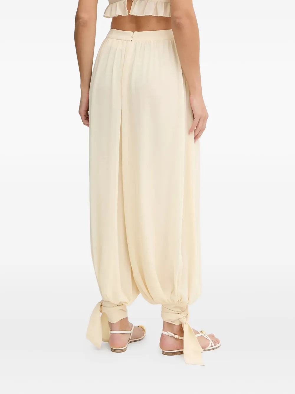 Bardot Tie-cuff Gathered Trousers In Neutral