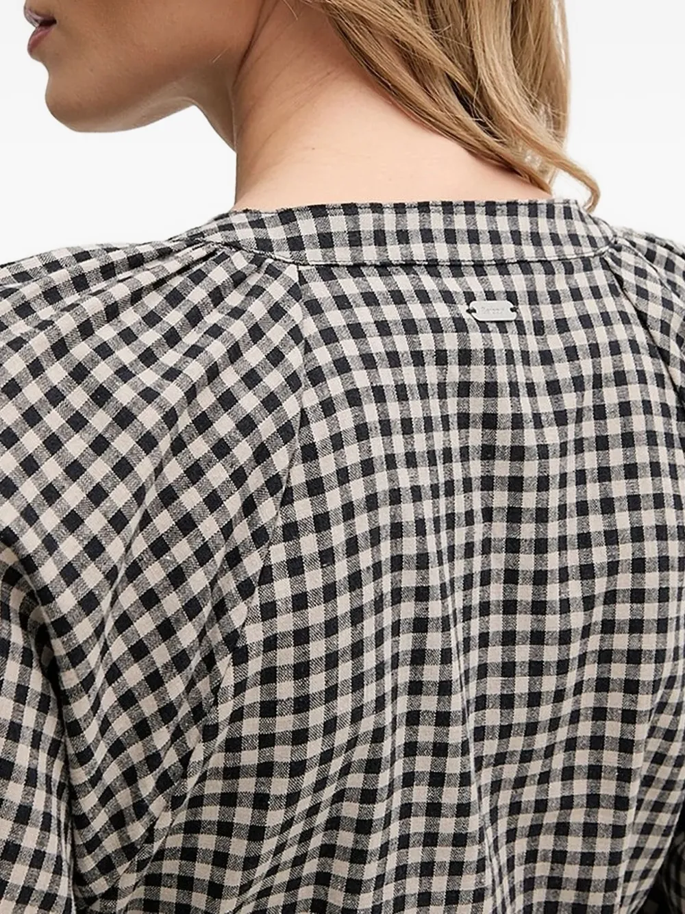 Barbour gingham belted midi dress Blauw
