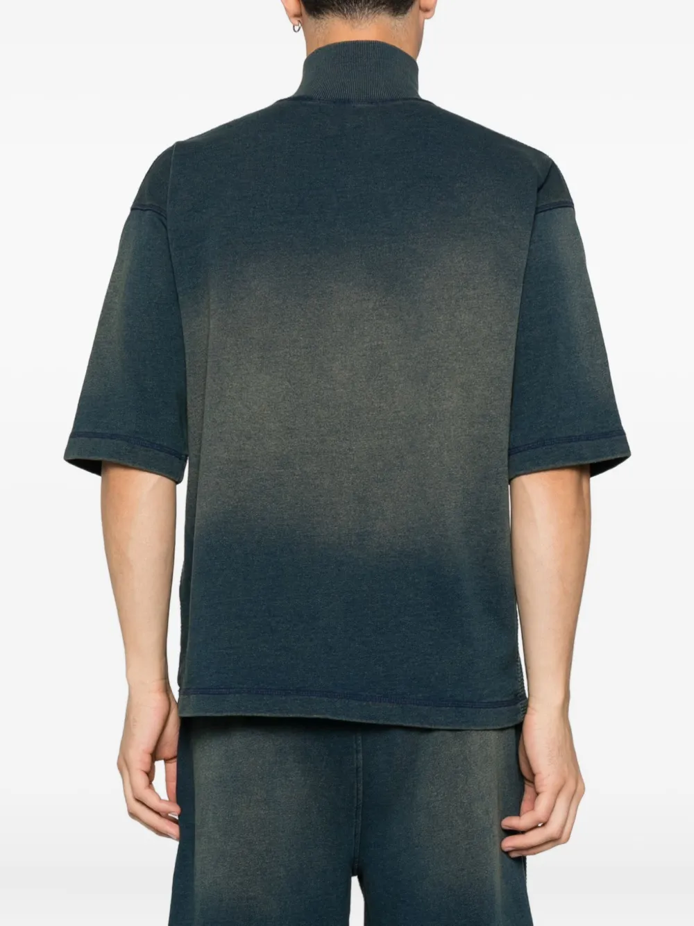 Diesel Katoenen T-shirt met halve rits Blauw