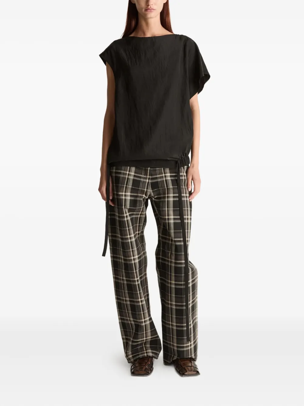 Lee Mathews Elliot checked wide-leg trousers - Groen