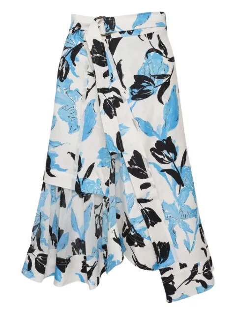 3.1 Phillip Lim floral belted midi skirt