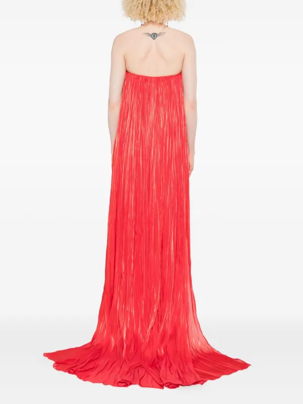 NISSA Pleated rose-embellished Asymmetric Evening Dress | Red | FARFETCH TH NISSA Pleated rose-embellished Asymmetric Evening Dress | Red | FARFETCH TH