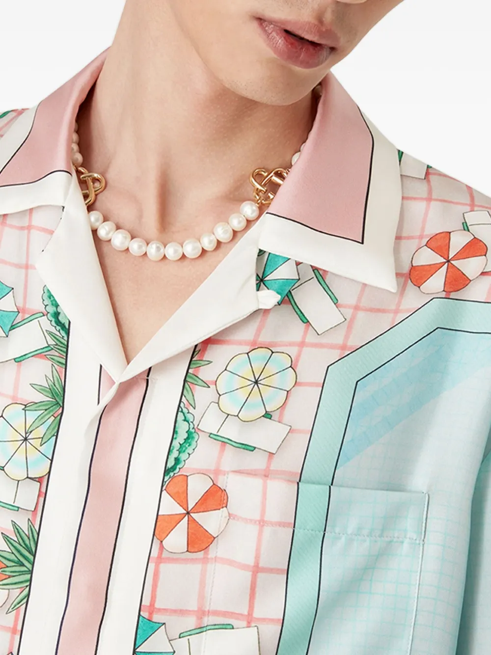 Casablanca Overhemd met print en korte mouwen Blauw
