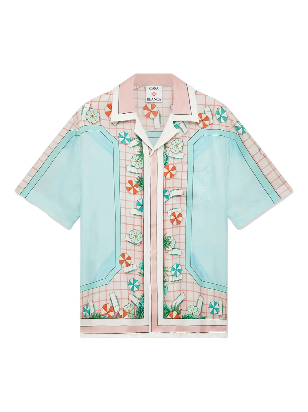 Casablanca Overhemd met print en korte mouwen Blauw