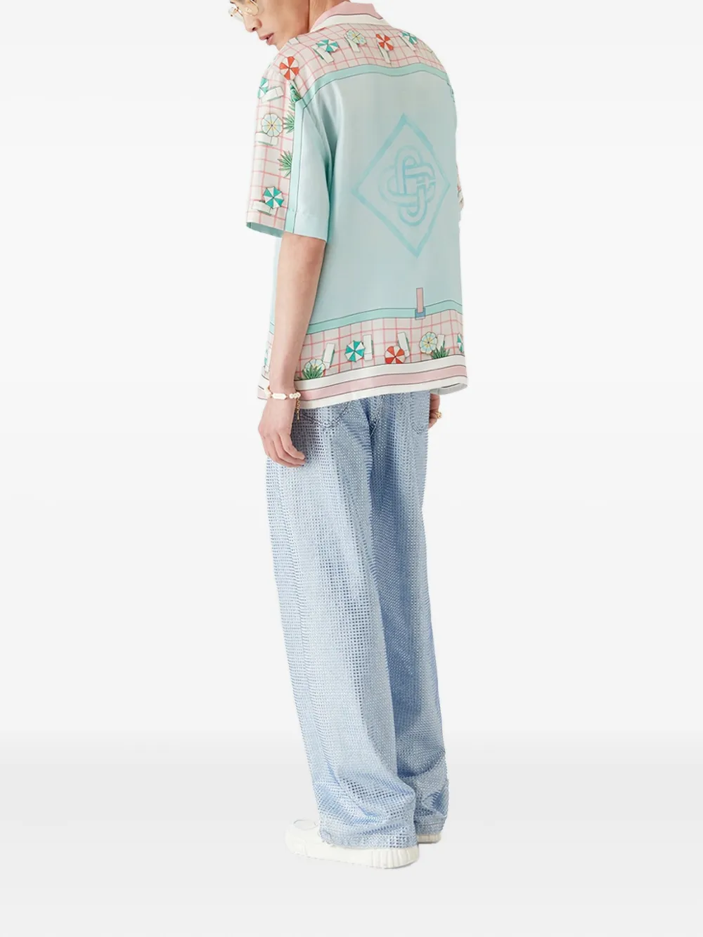 Casablanca Overhemd met print en korte mouwen Blauw