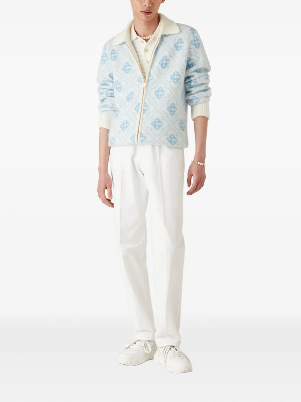 Casablanca Vest met rits en patroon Blauw