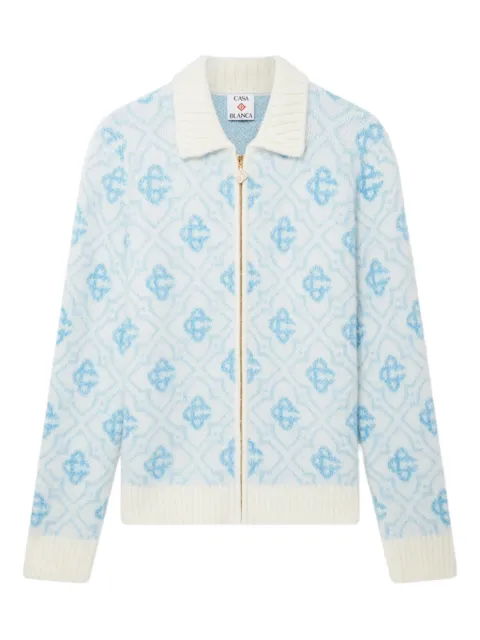 Casablanca pattern zip-up cardigan