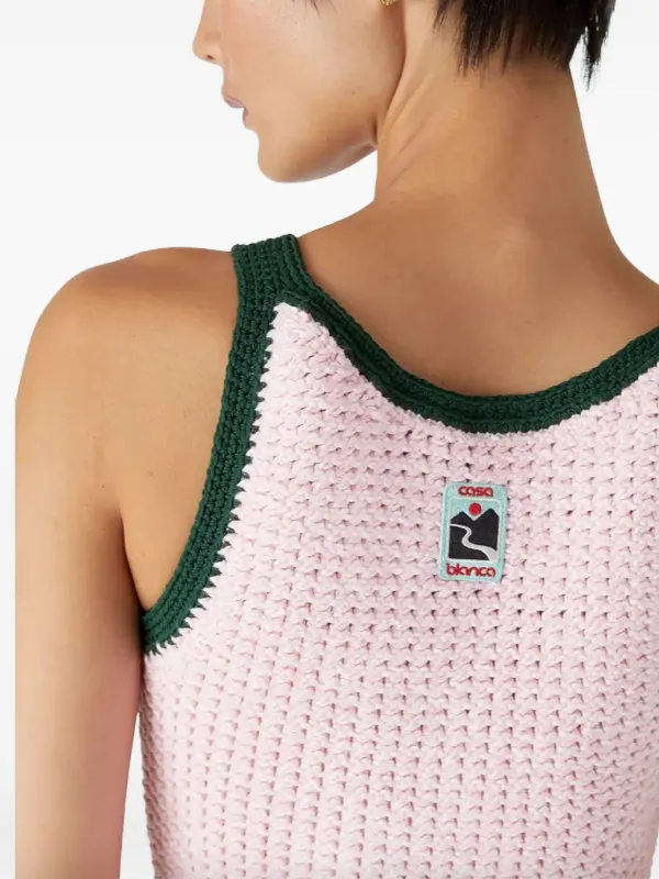 Casablanca Knitted contrast-trim Dress | Pink | FARFETCH