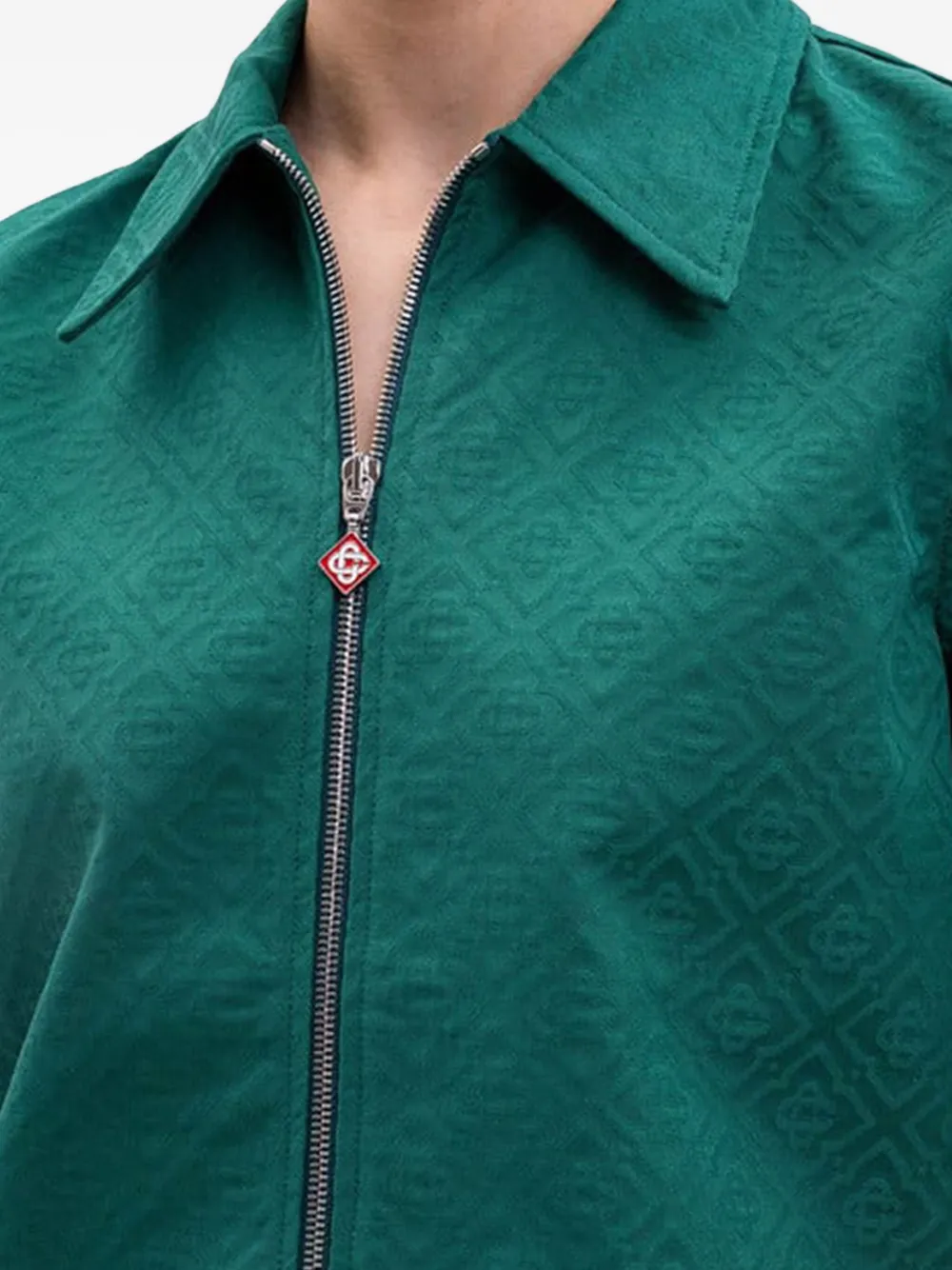 Casablanca Blouse met logo-reliëf en rits Groen