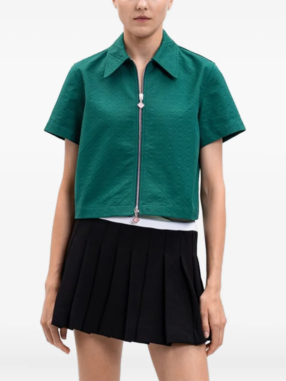 Casablanca logo-embossed zip-front shirt | Green | Image 1