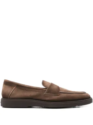 Santoni アーモンドトゥ スエードローファー | ブラウン | FARFETCH JP