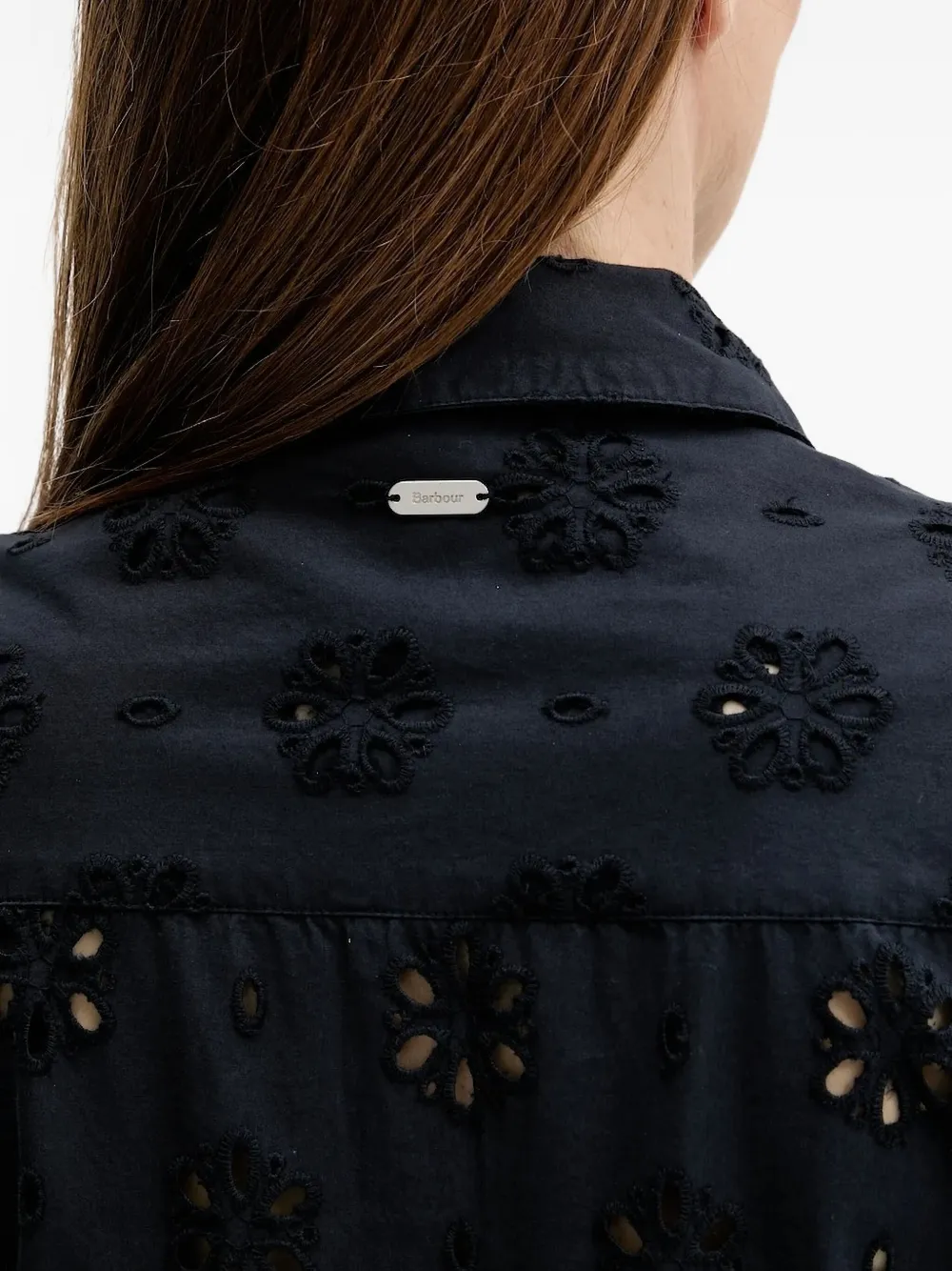 Barbour Broderie anglaise midi-blousejurk Blauw