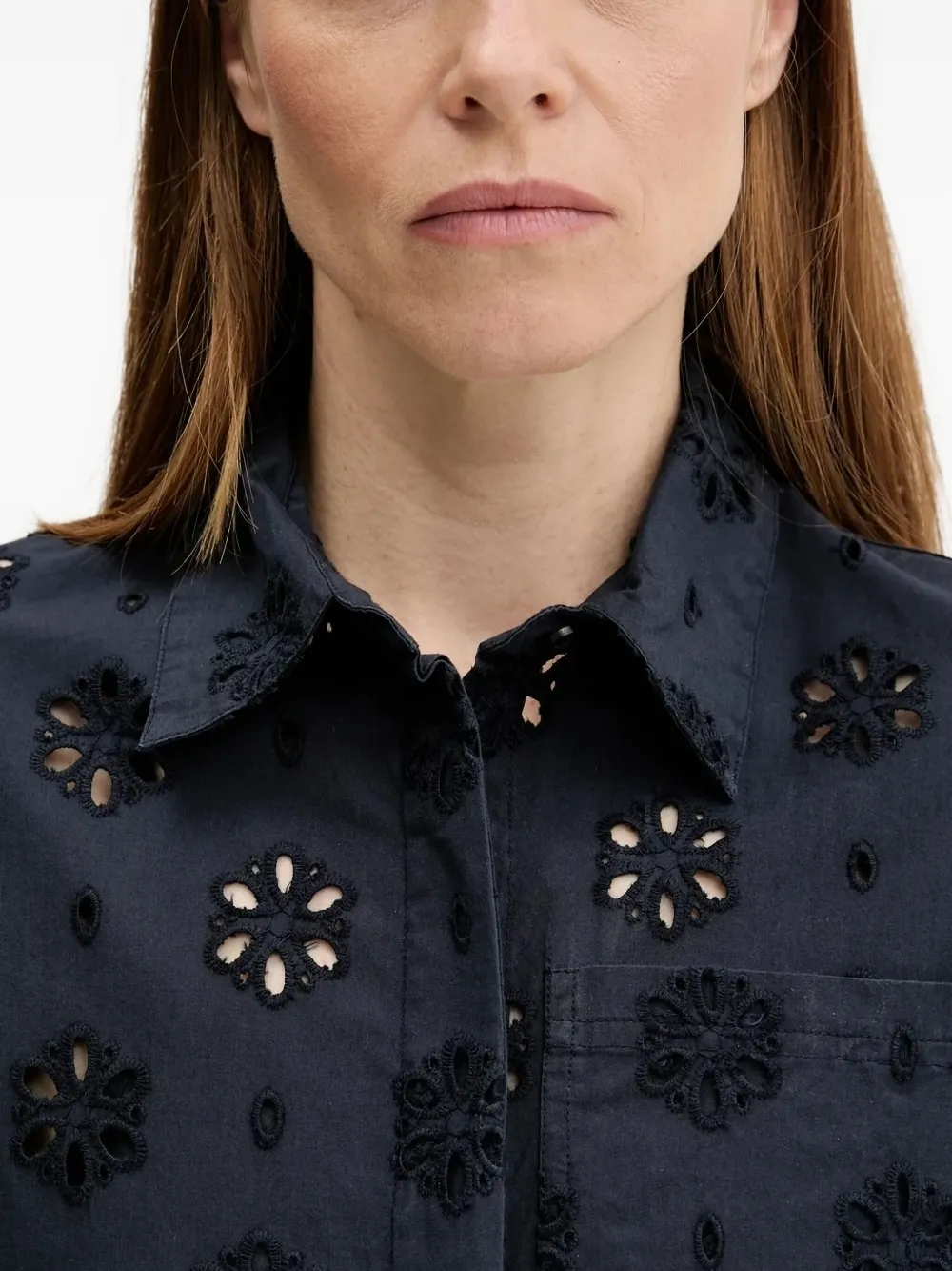 Barbour Broderie anglaise midi-blousejurk Blauw