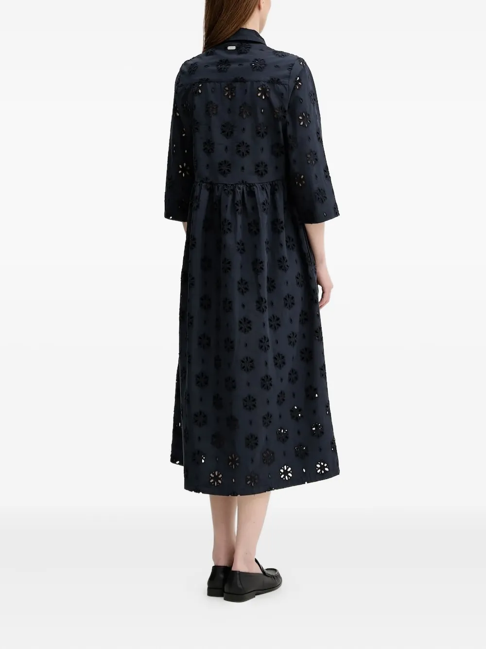 Barbour Broderie anglaise midi-blousejurk Blauw