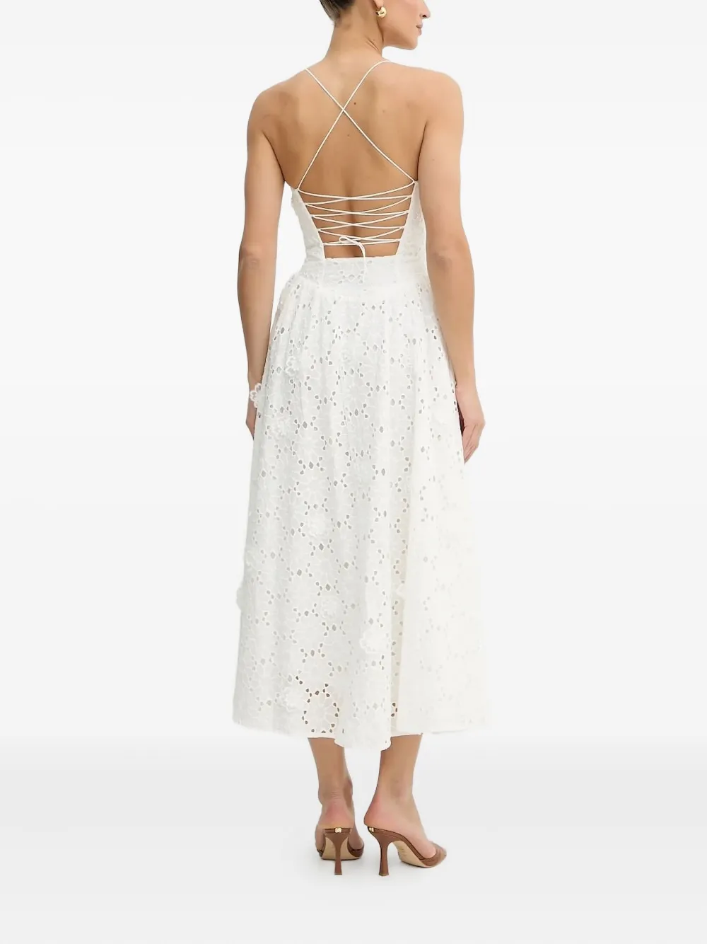Bardot Estie jurk met veters en ringlets Wit