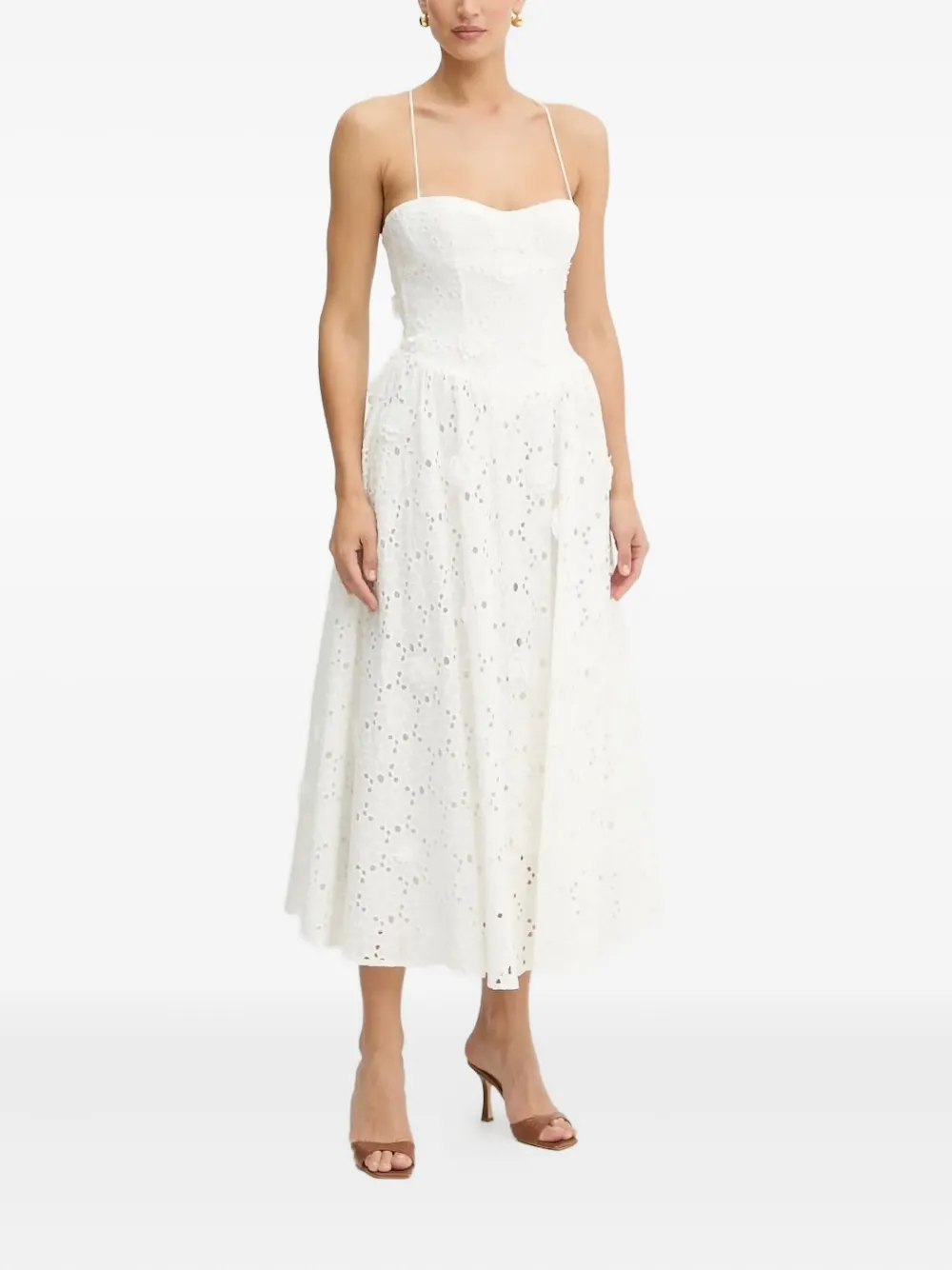 Bardot Estie eyelet lace-up dress - Wit
