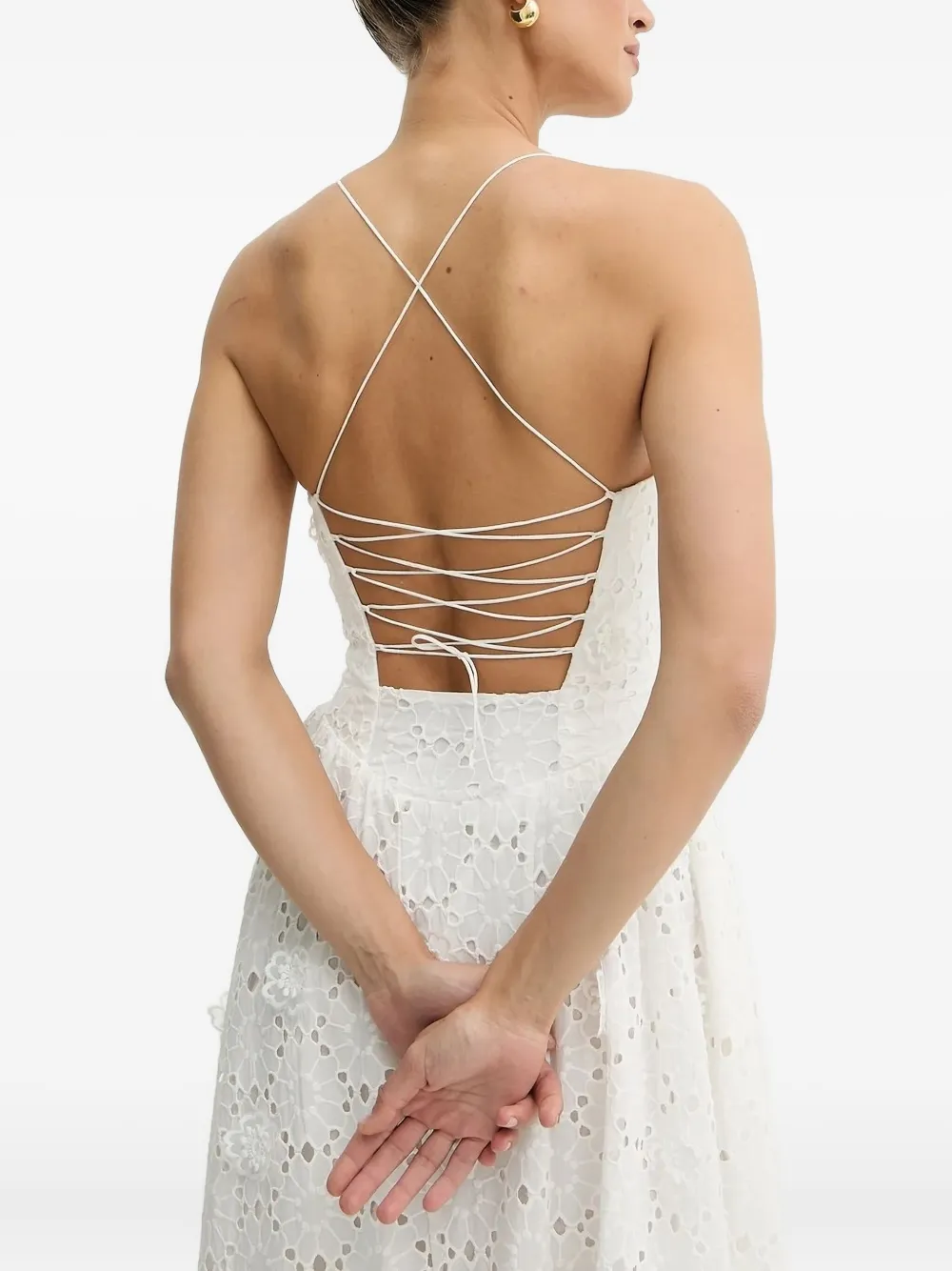 Bardot Estie jurk met veters en ringlets Wit