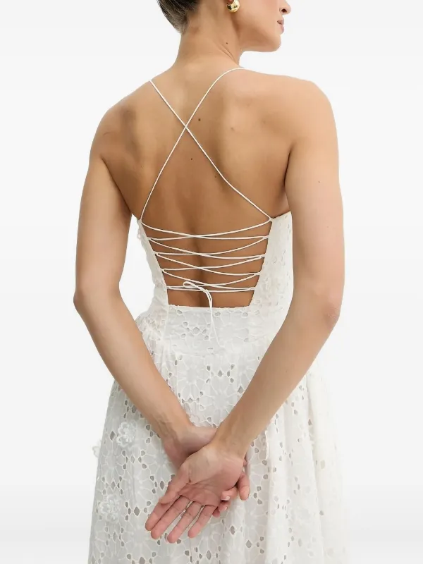 Bardot Estie Eyelet lace-up Dress | White | FARFETCH GE