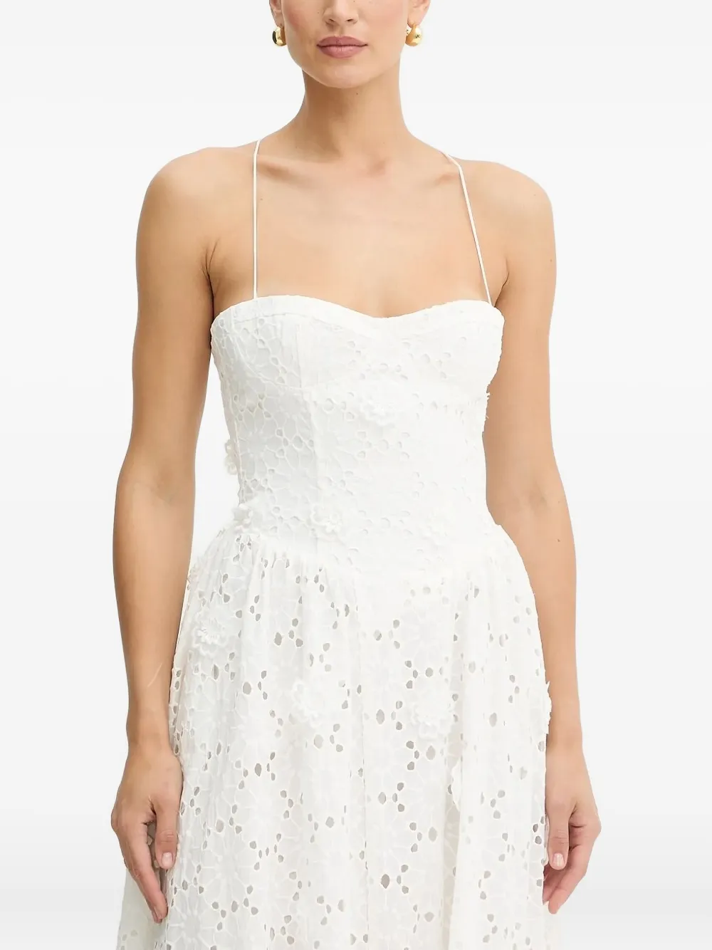 Bardot Estie jurk met veters en ringlets Wit