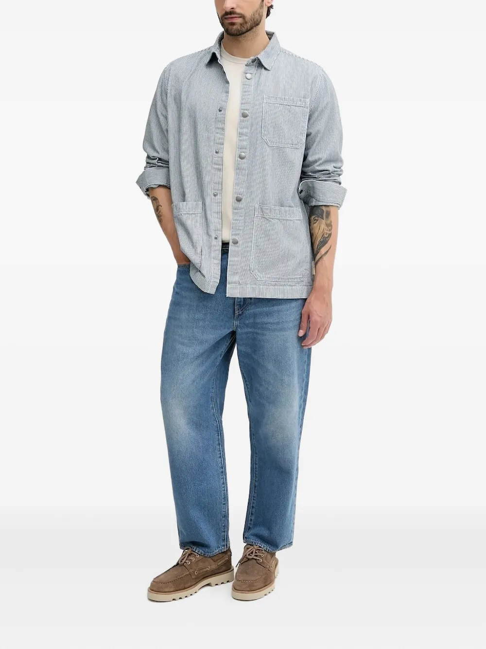 Barbour stripe-detail work shirt - Blauw