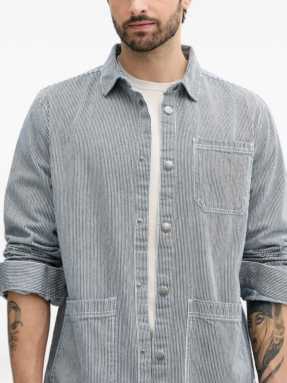 Barbour stripe-detail work shirt Blauw