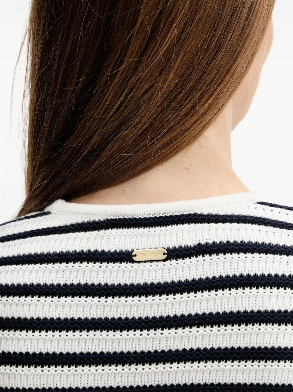 Barbour Striped Double-breasted Cardigan In White