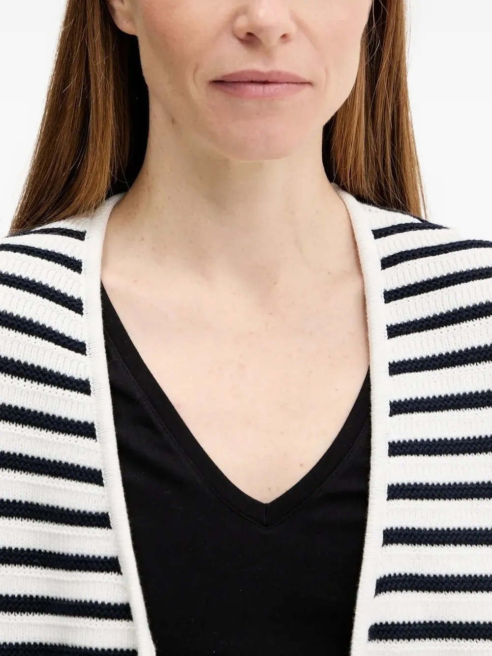Barbour Striped Double-breasted Cardigan In White