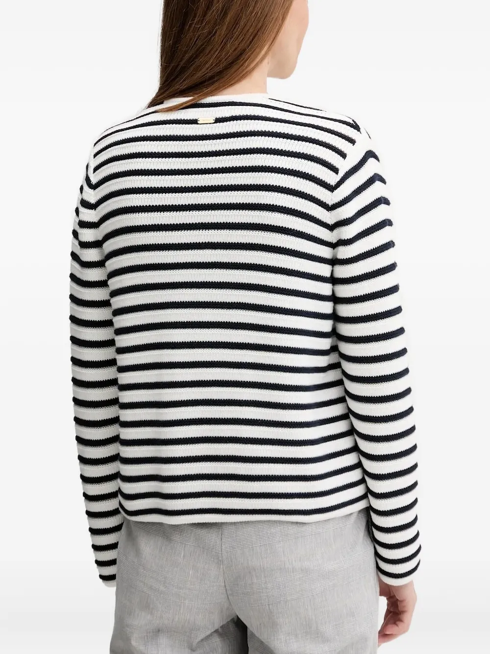 Barbour Striped Double-breasted Cardigan In White