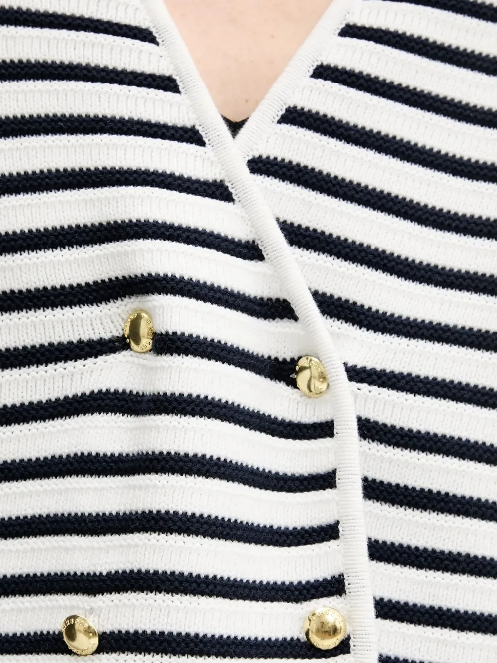 Barbour Striped Double-breasted Cardigan In White