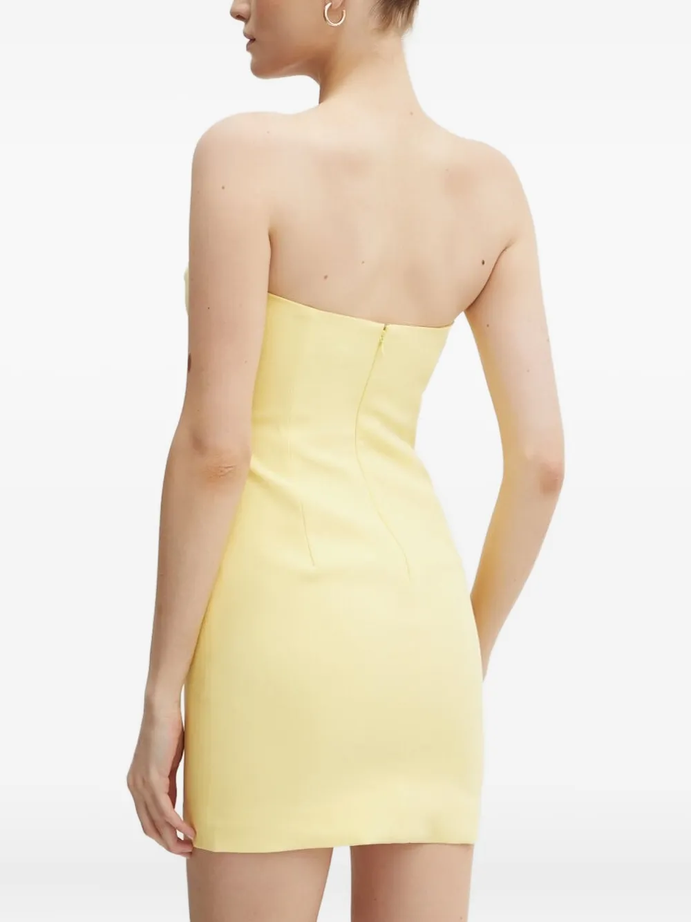 Bardot Strapless mini-jurk verfraaid met bloemen - Geel