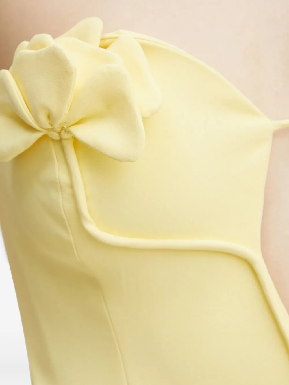 Bardot Strapless mini-jurk verfraaid met bloemen Geel