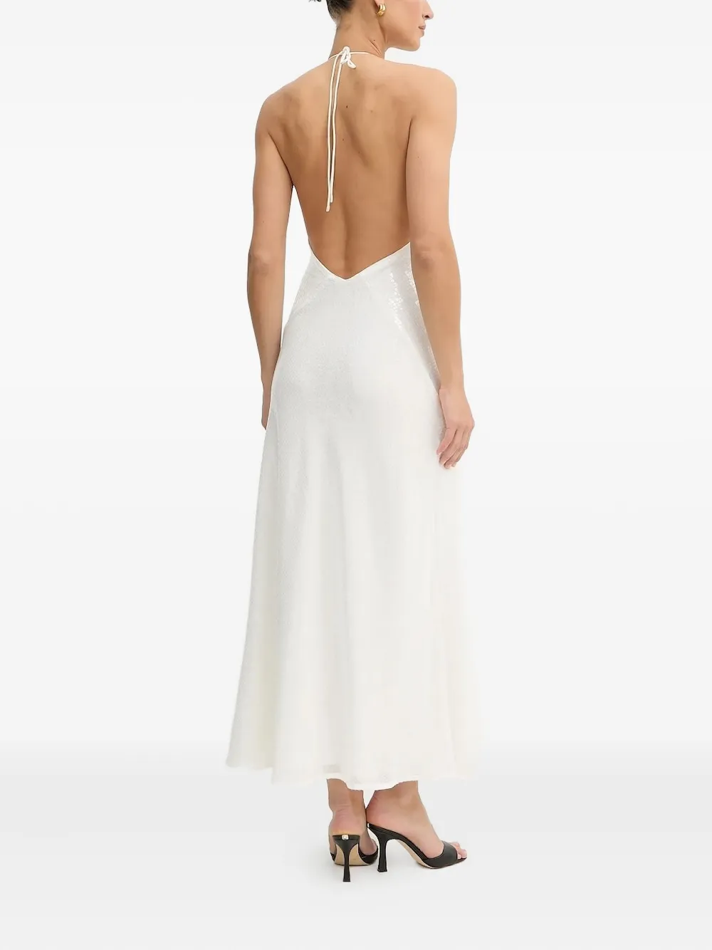 Bardot Maxi-jurk met pailletten en V-hals - Wit