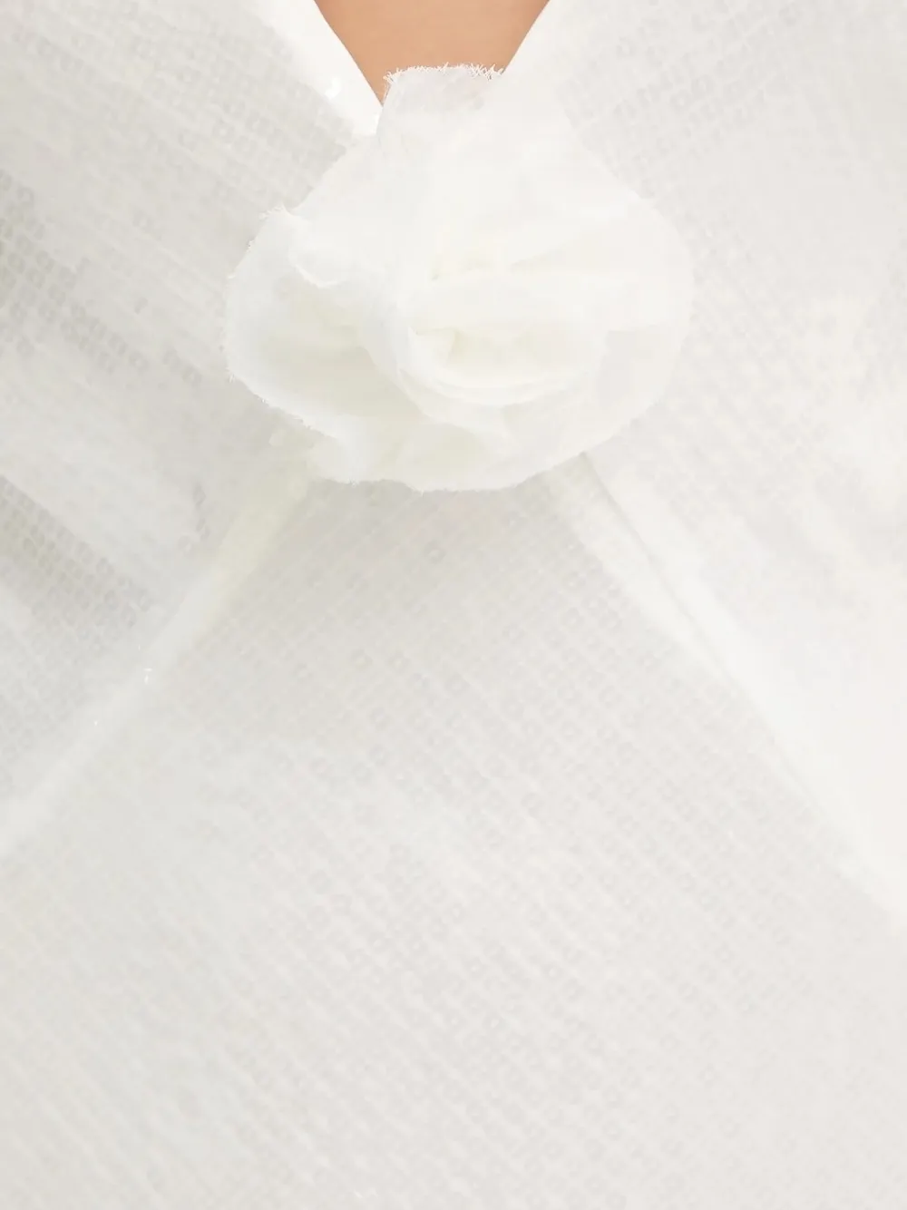 Bardot Aradia Rosette Sequin Plunge Halter Gown In White