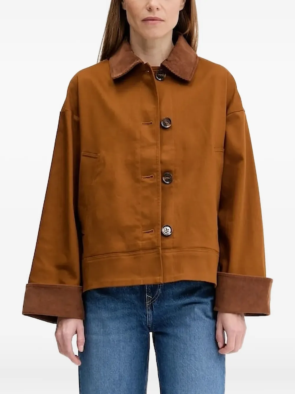Barbour corduroy-collar buttoned jacket Bruin