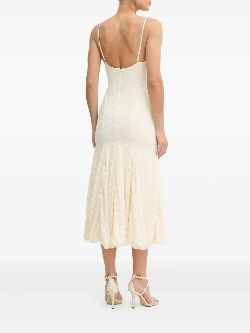 Bardot Midi-jurk met bloemenkant en veters - Wit