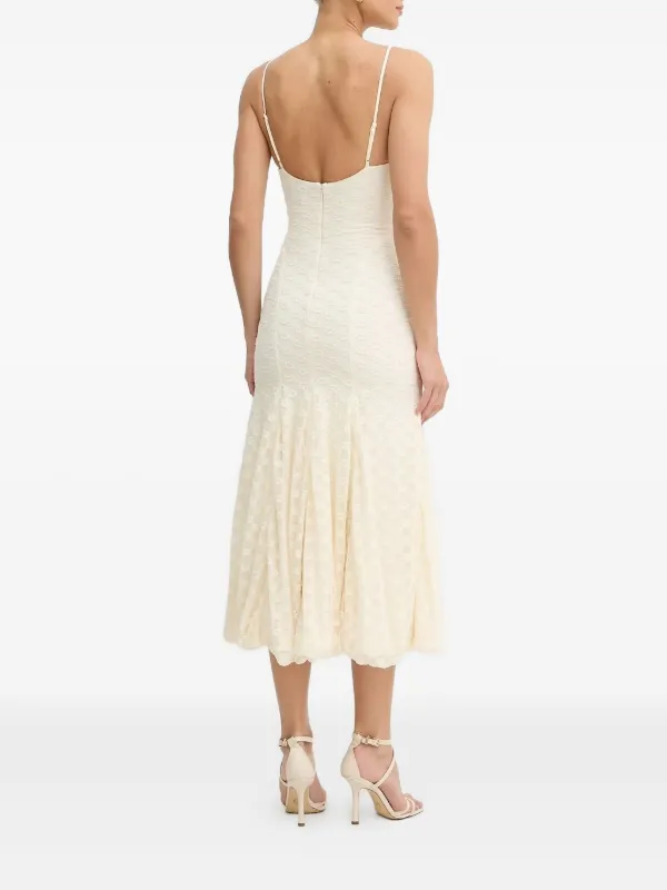 Bardot lace-up Floral Midi Dress | White | FARFETCH