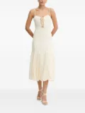 Bardot lace-up floral midi dress - White