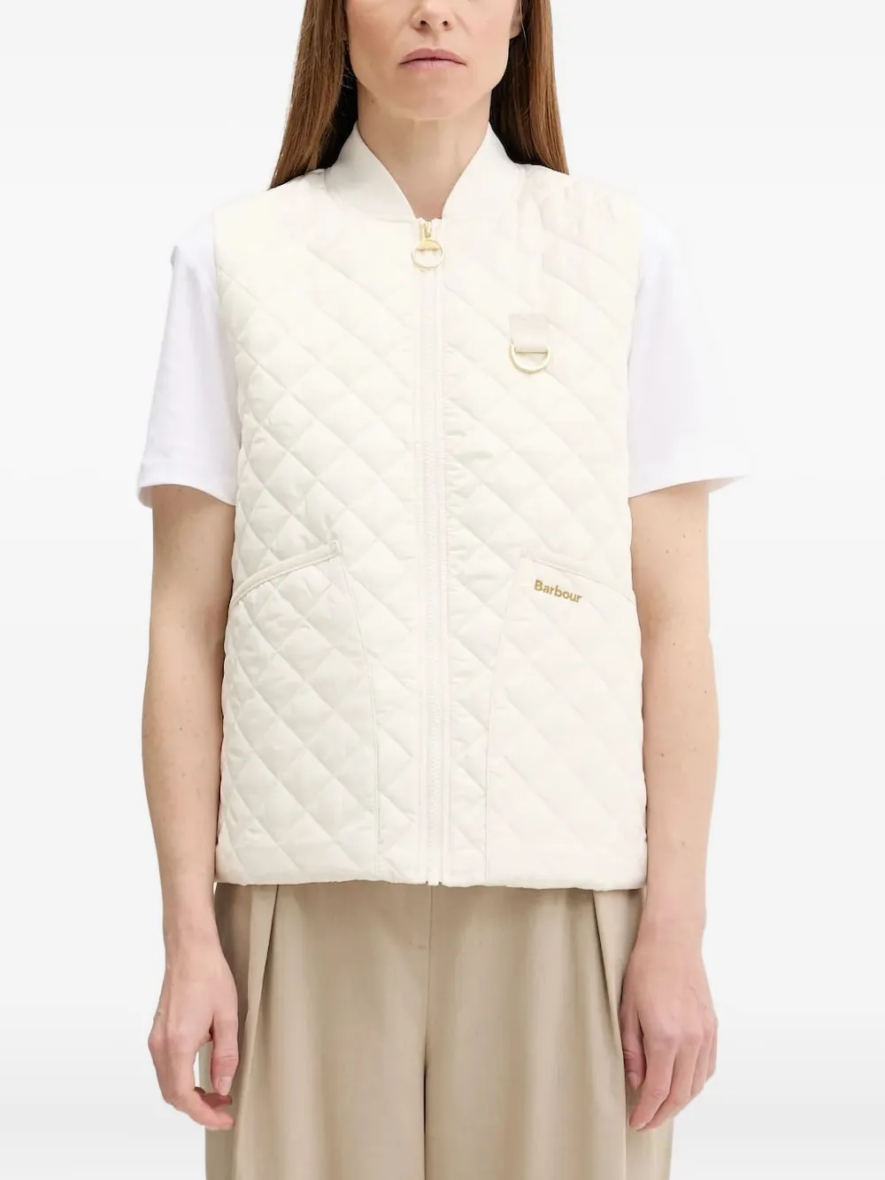 Barbour Quilted Zip-front Gilet In Neutral
