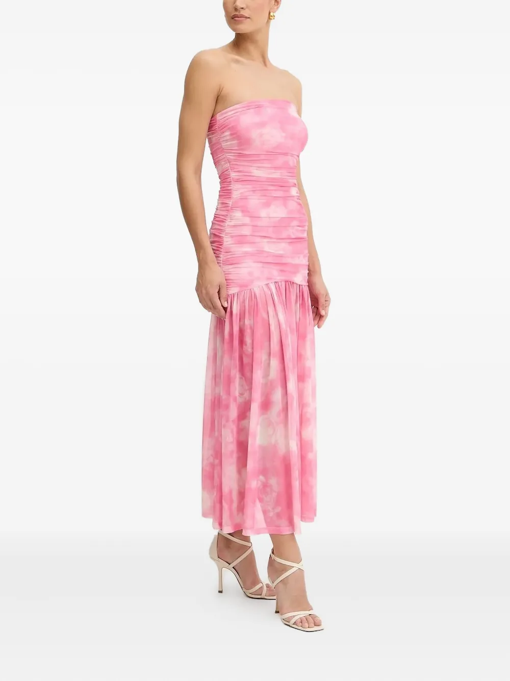 Bardot Solana midi-jurk met tie-dye print Roze