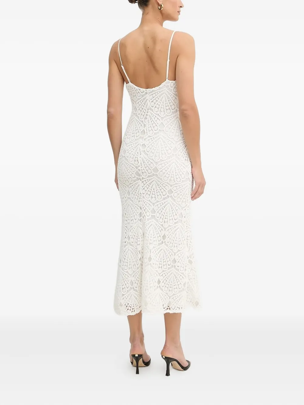 Bardot Midi-jurk met kant - Wit