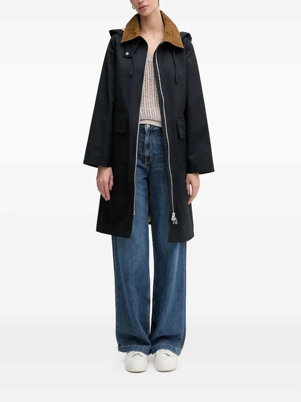 Barbour Maia jas met capuchon en ribfluwelen kraag Blauw