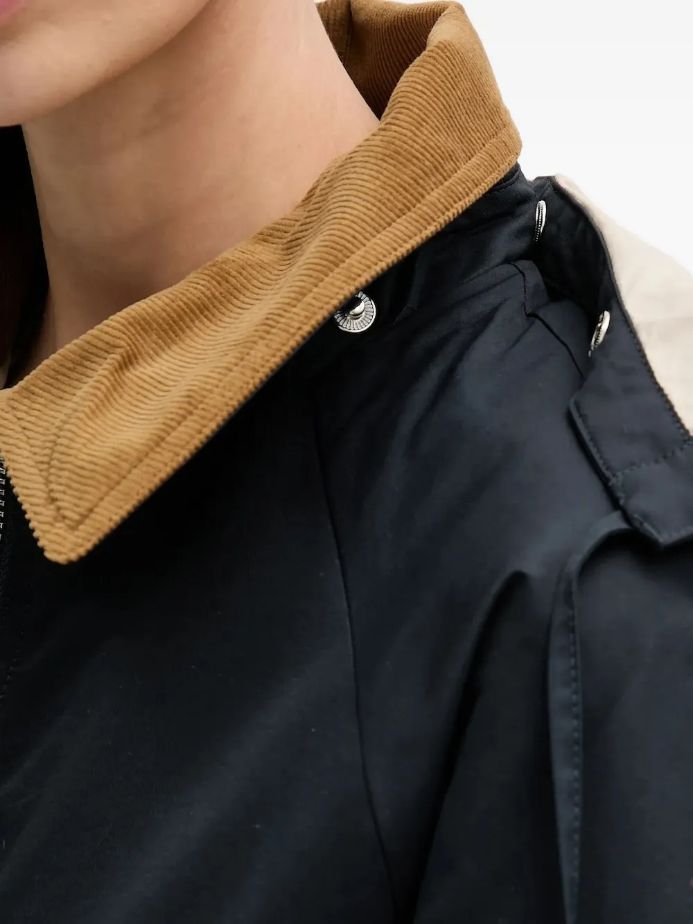 Barbour Maia jas met capuchon en ribfluwelen kraag Blauw