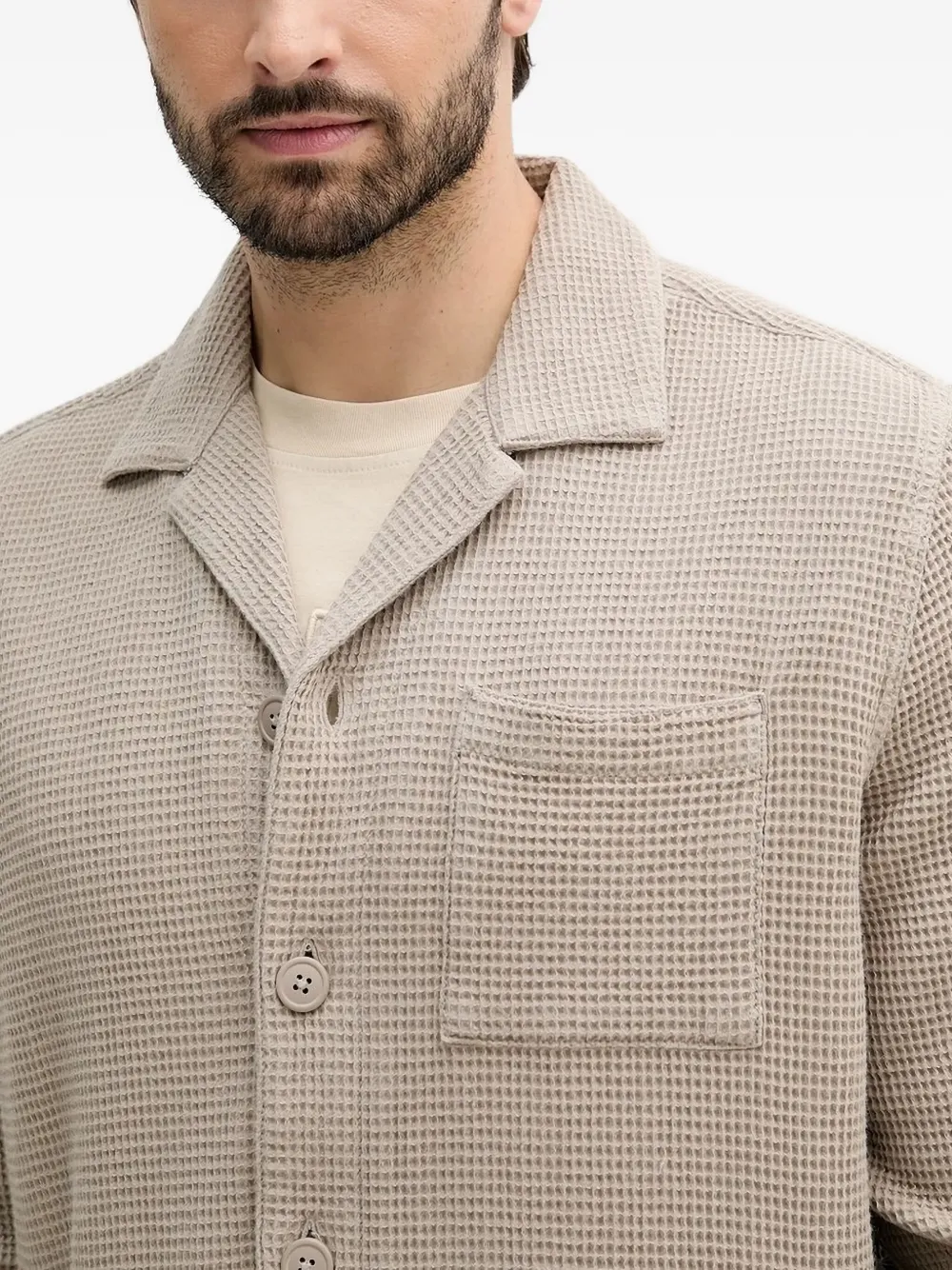 Barbour Waffle-texture Shirt In Neutral