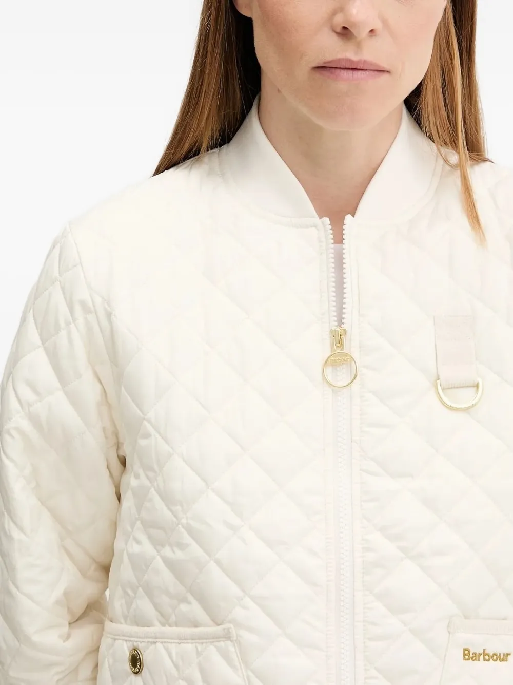 Barbour Quilted Bomber Jacket In Neutral