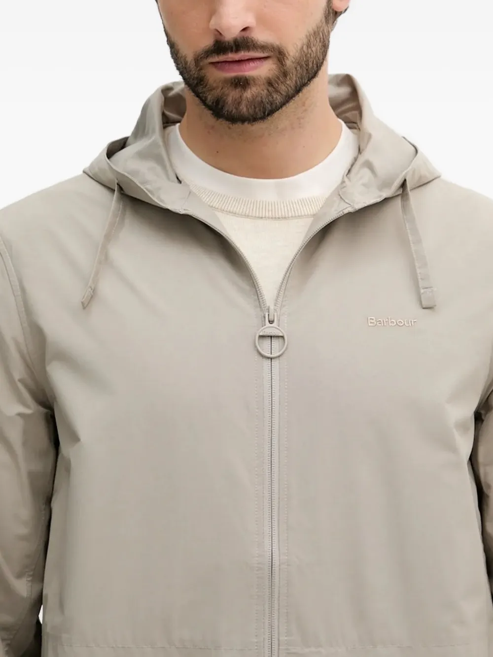 Barbour Newhill hooded zip-front jacket Beige